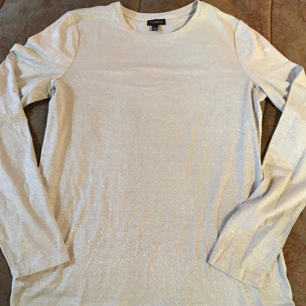 Talbots long sleeve silver sparkle Tee